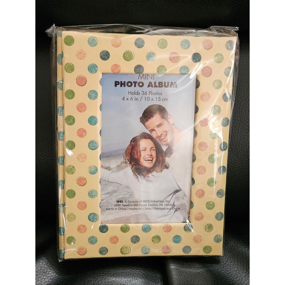 Polka Dot Mini Photo Album - Cream with Multicolor Dots